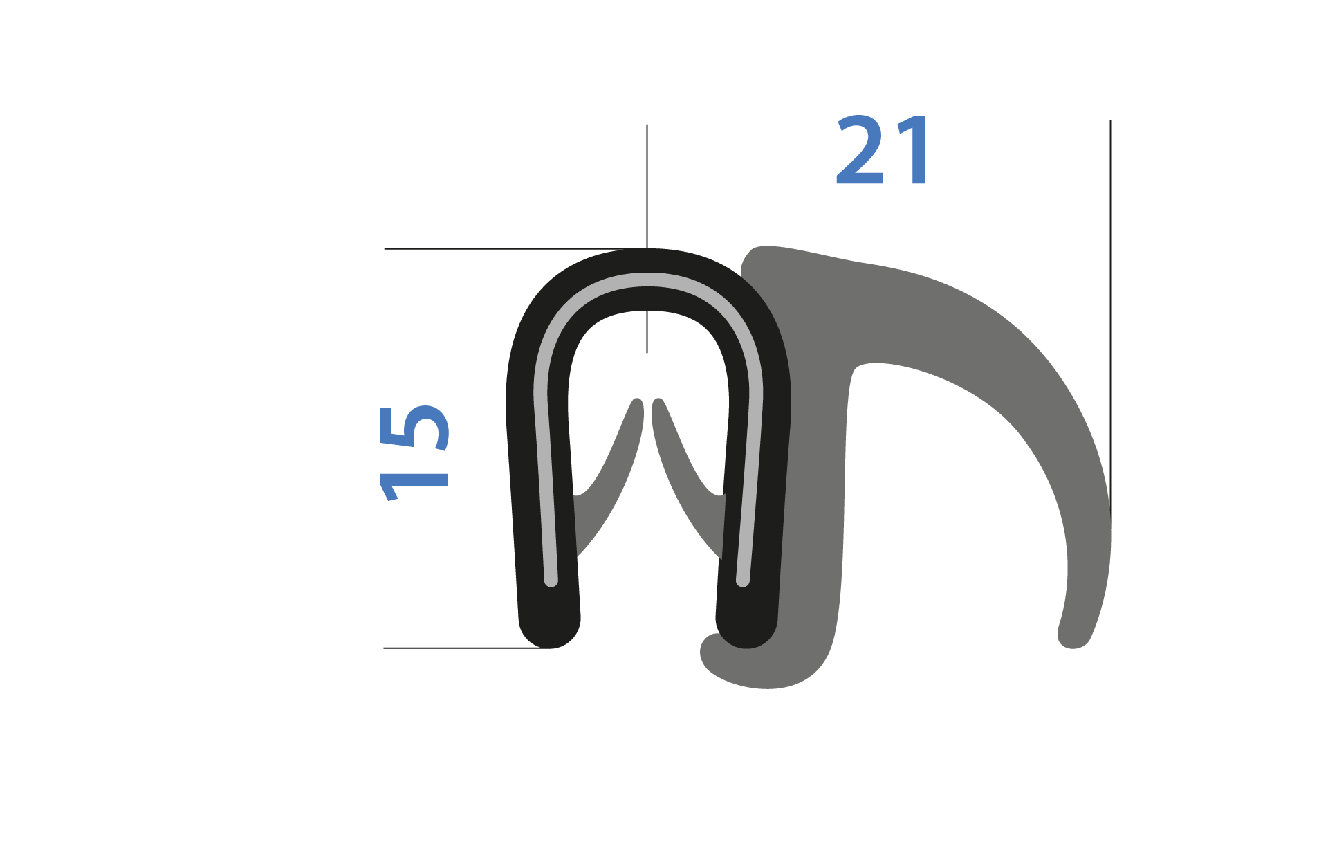 Kantenschutz 1-2 mm schwarz, Dichtlippe seitl. - HHD Kantenschutz